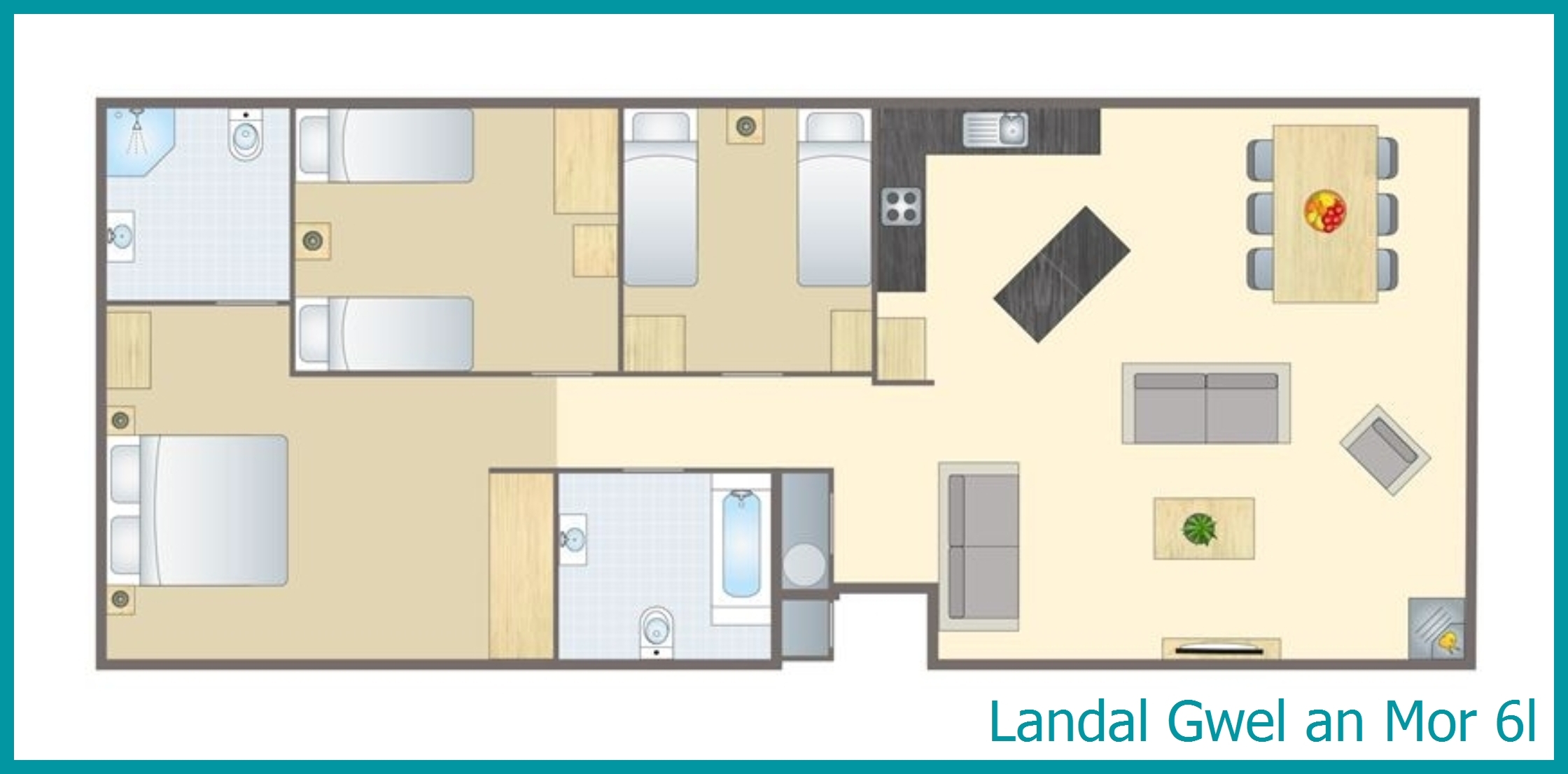 6-Personen-Ferienhaus 6L in Gwel an Mor