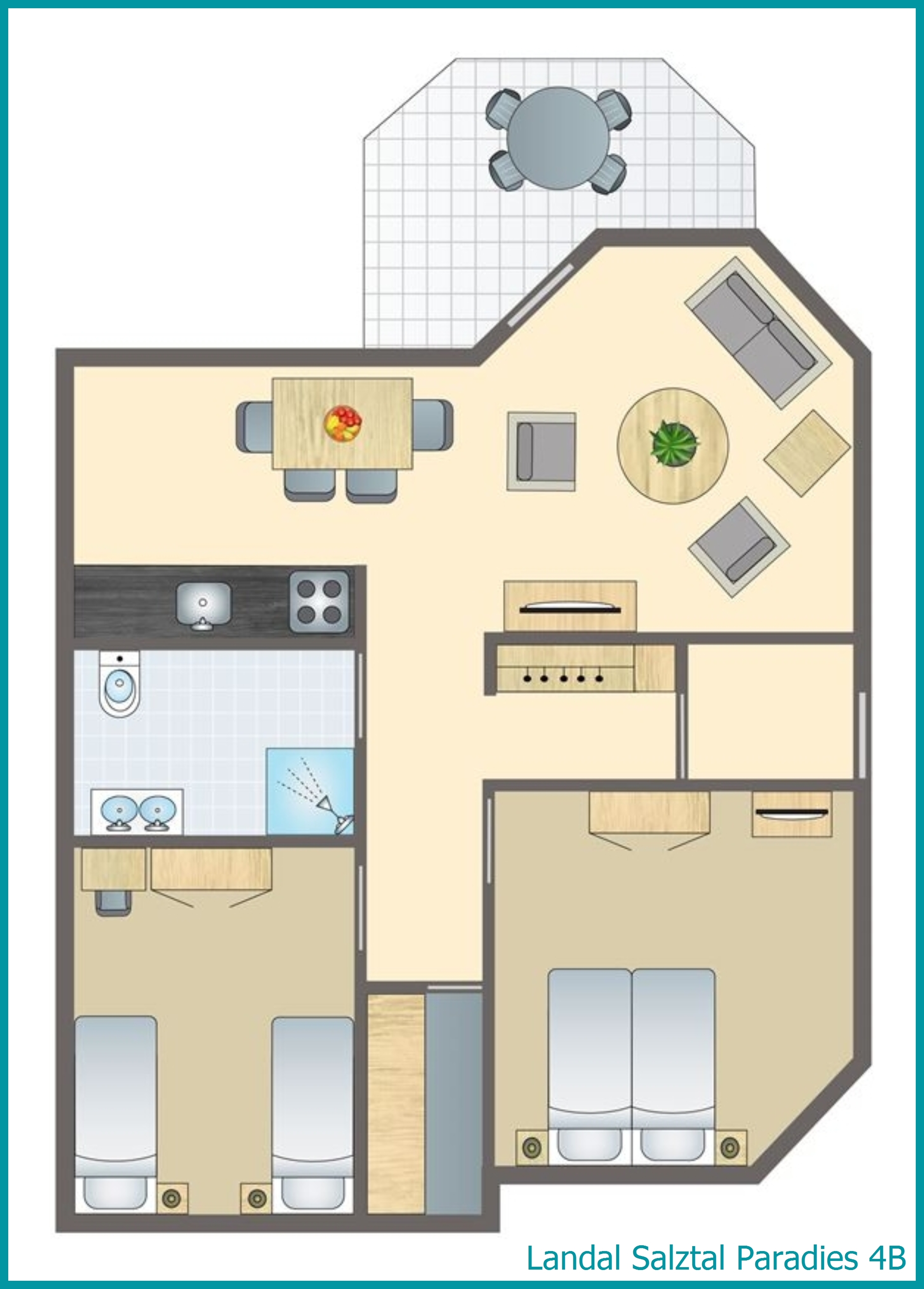 4-Personen-Ferienwohnung 4B in Salztal Paradies