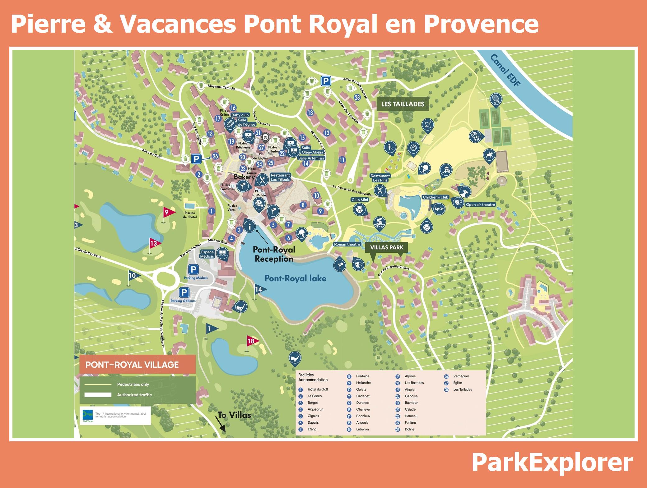// Le plan de Pierre & Vacances Pont Royal en Provence ParkExplorer